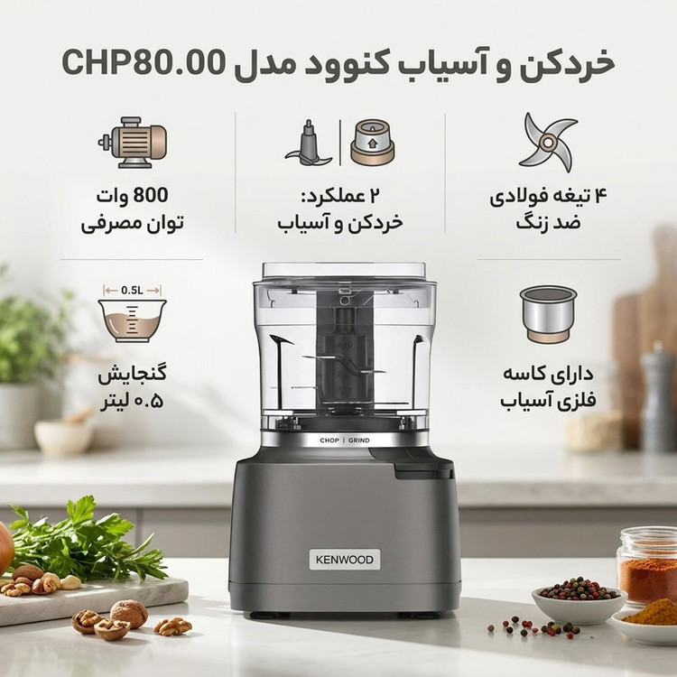 خردکن آسیاب دوکاره کنوود مدل CHP80.00