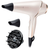 سشوار حرفهای 2400 وات رمینگتون مدل AC9140، موتور AC، وزن 229 گرم، دارای سری متمرکزکننده باریک، دیسپانسر با ویژگی صافکنندگی، با قابلیت باد سرد، فناوری تولید یون